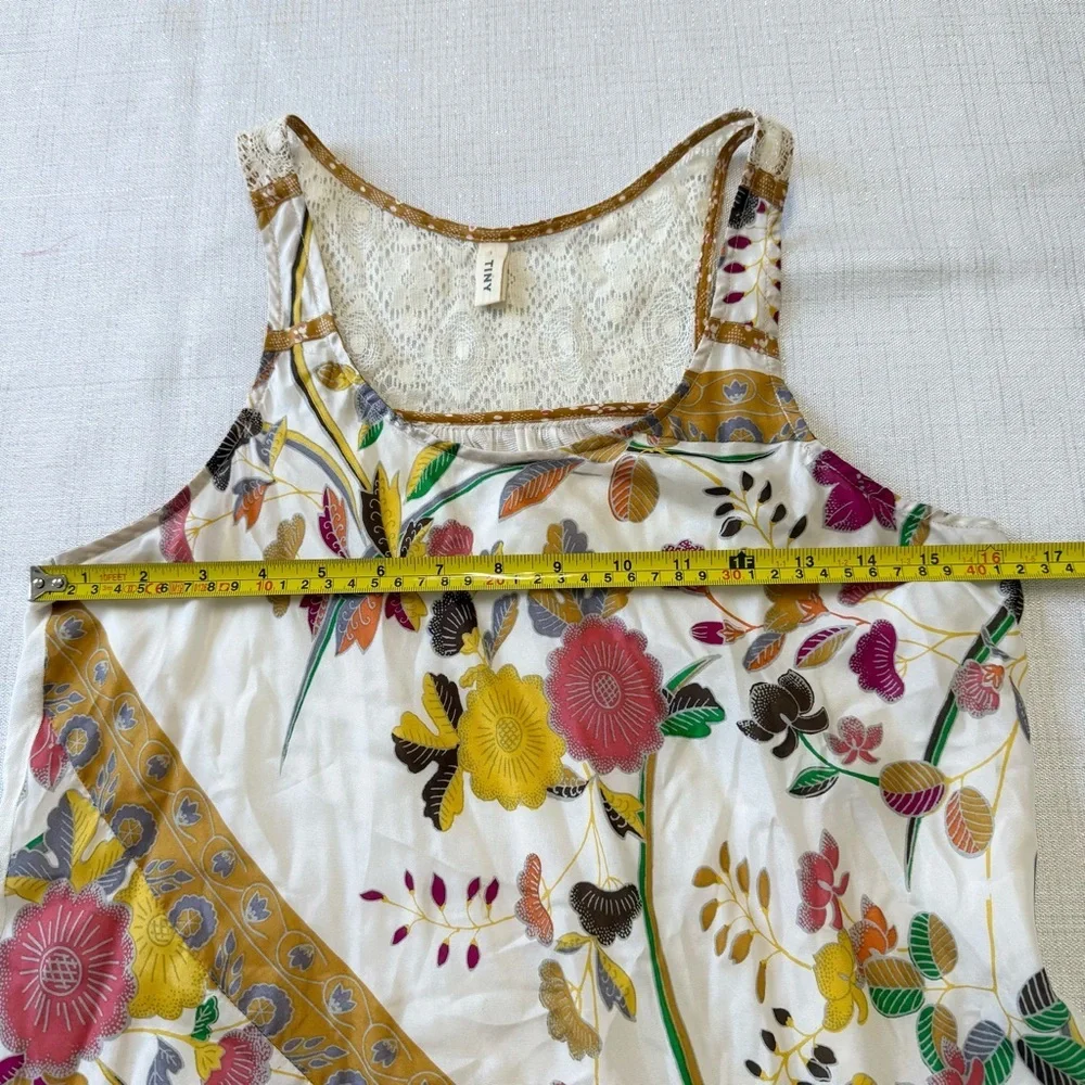 Tiny Anthropologie Silk Blend Floral Lace Romantic Tank Top Size XS Boho Summer - Picture 5 of 8